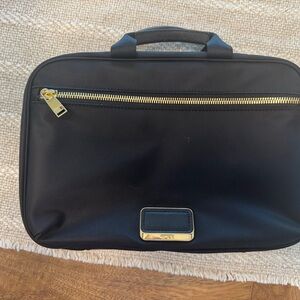 Black Laptop Bag with Gold Accents